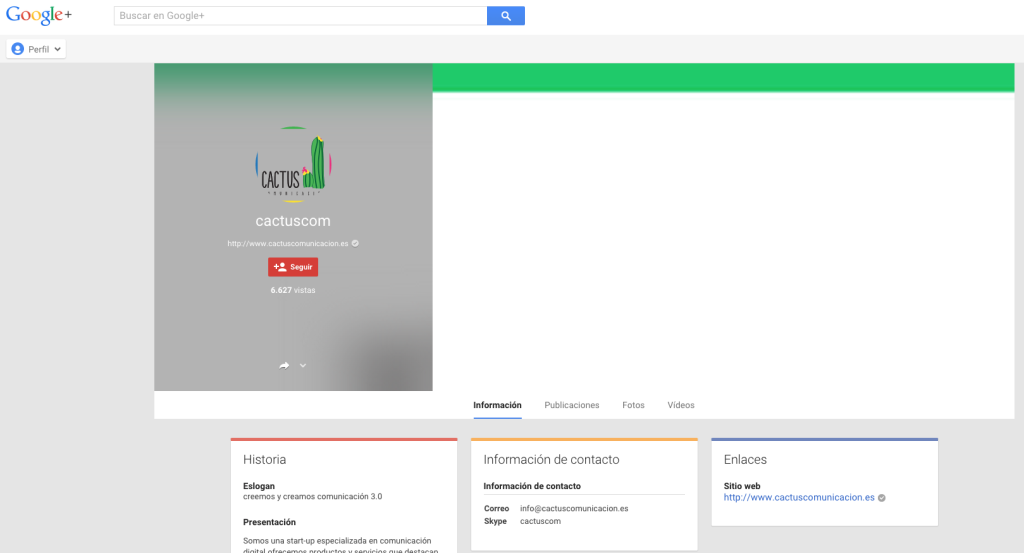 Perfil en Google Plus