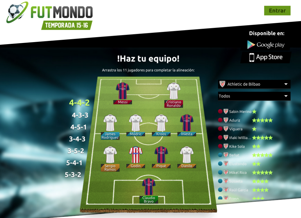 Futmondo, página de inicio