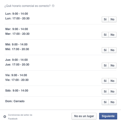 editor de facebook, horarios