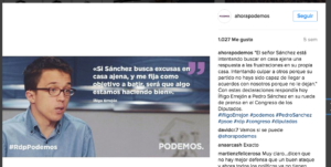 Publicación en Instagram de Podemos