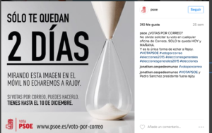 Análisis de Instagram de los partidos políticos. Publicación en Instagram del PSOE 