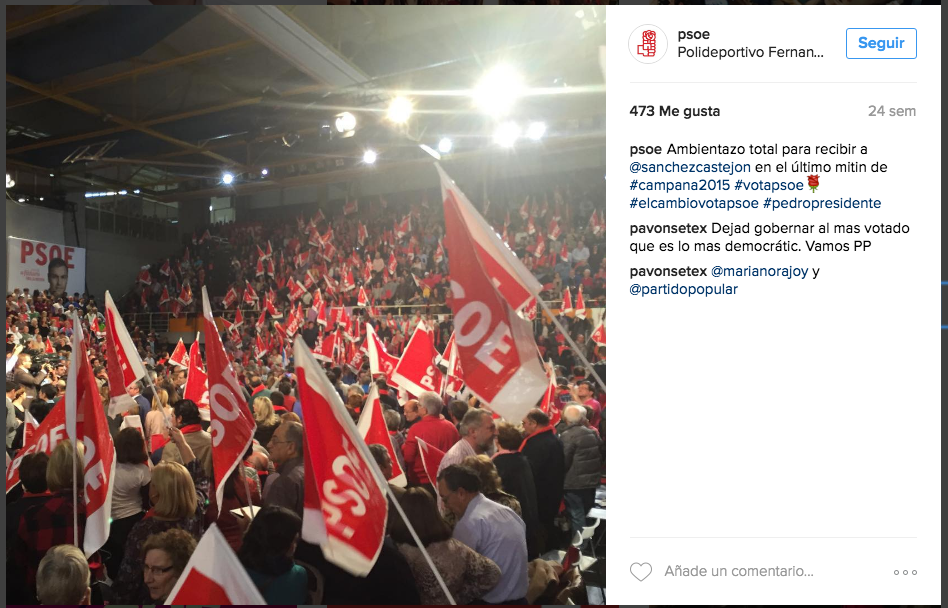 Publicación en Instagram del PSOE 