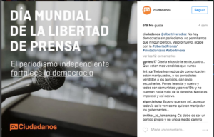 Publicación en Instagram de C´s