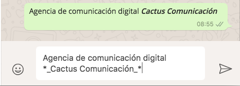 poner cursiva en Whatsapp