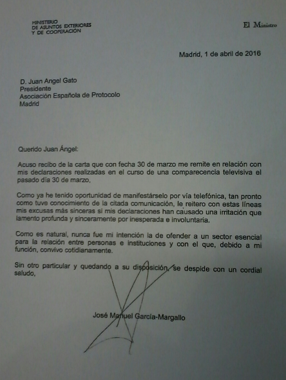 Margallo pide disculpas